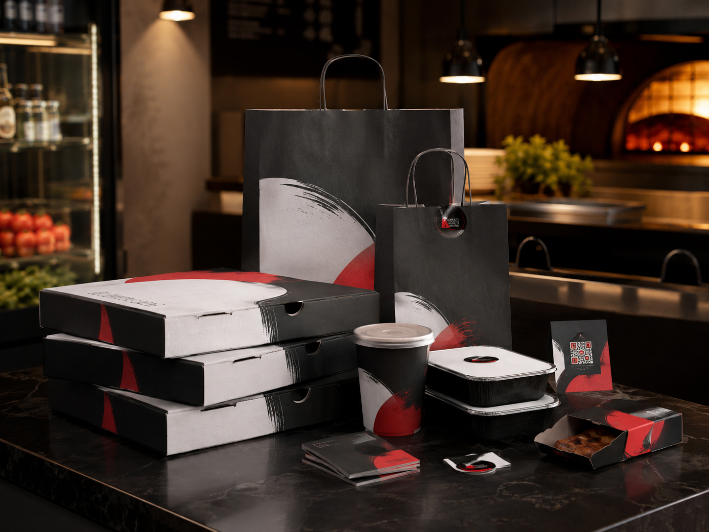 Kit Asporto Brandizzato con bollini, sigilli, card e QR recensioni