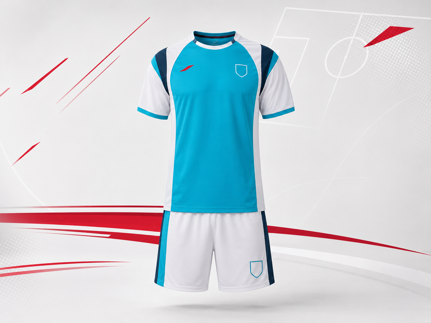 Kit calcio personalizzato con maglia e pantaloncino per squadra sportiva